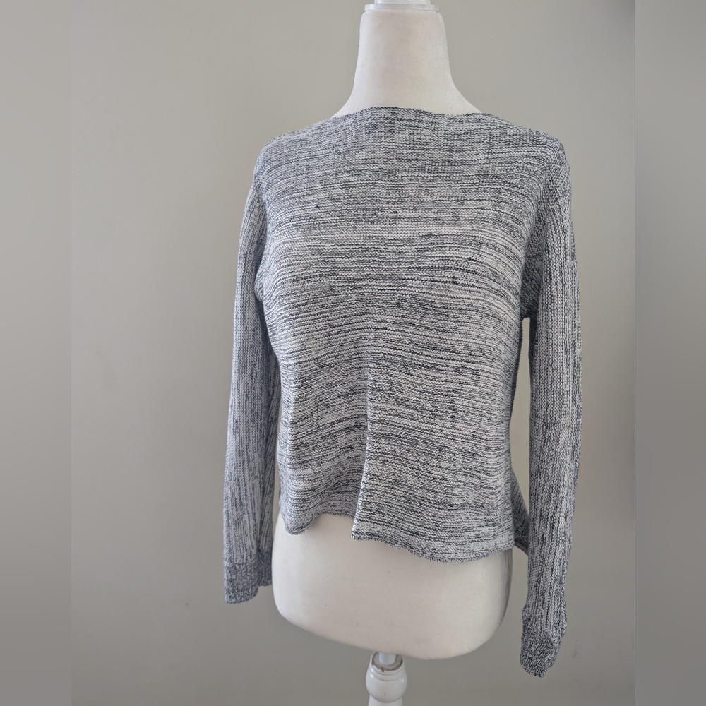 Gray Knit Long Sleeve 100% Cotton Sweater